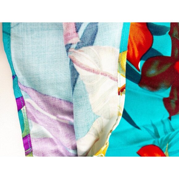 VTG Colors 1X Tropical Dress Large Bold Print Floral 100% Rayon Muumuu 44"L NWT - Picture 12 of 12